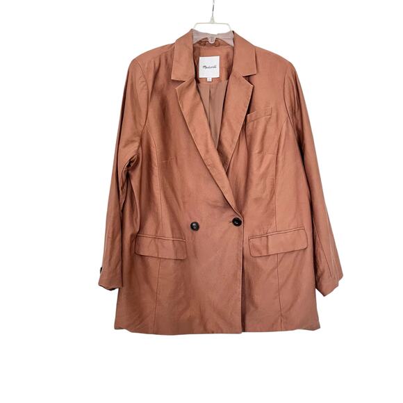 Madewell Caldwell Double Breasted Brown Blazer Jacket Plus Size 1X - Picture 1 of 9